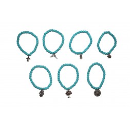 ** Bracelet of semiprecious stone turquoise with charm 6mm (price by unit)