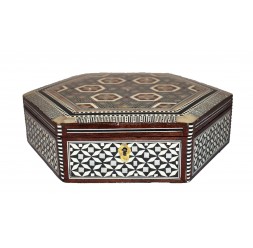 **Inlaid wood Jewelry box Hexagonal (26 x 8 cm)