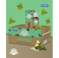 **Boîte 12 pots de 10 ml d’huiles parfum Pachuli organique 100% naturel ULLAS
