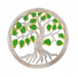 **Pendurador Árvore da vida branca com folhas verdes  Ø 40cm
